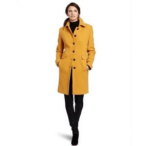 NWT Calvin Klein Single Breasted Wool Pea Coat Winter Dress Coat Mustard Size 6